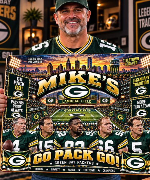 Alternative view of High-Gloss Printed Green Bay Packers Wooden Wall Art – Custom Name