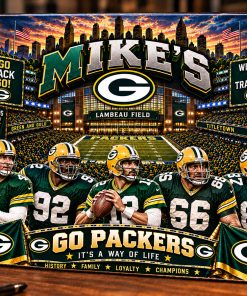 High-Gloss Printed Green Bay Packers Wooden Wall Art – Custom Name