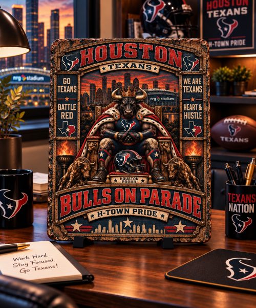 Alternative view of High-Gloss Printed Houston Texans Wooden Wall Art – Custom Name