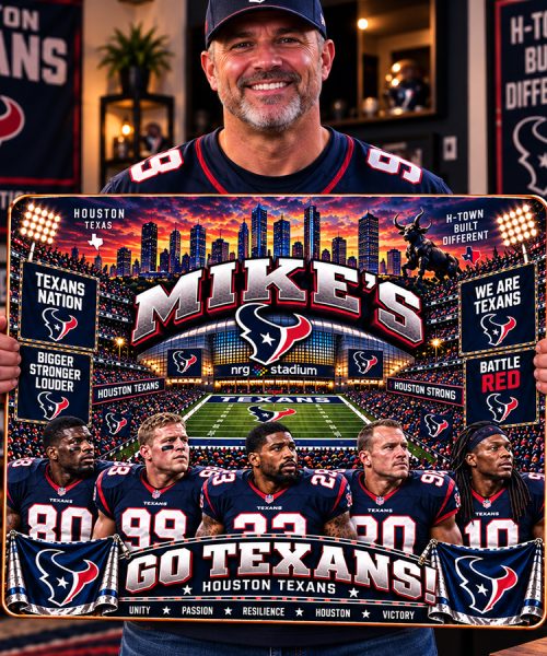 Alternative view of High-Gloss Printed Houston Texans Wooden Wall Art – Custom Name