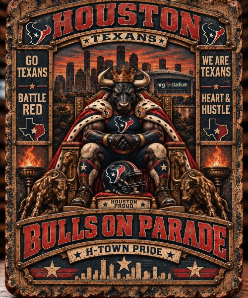 High-Gloss Printed Houston Texans Wooden Wall Art – Custom Name