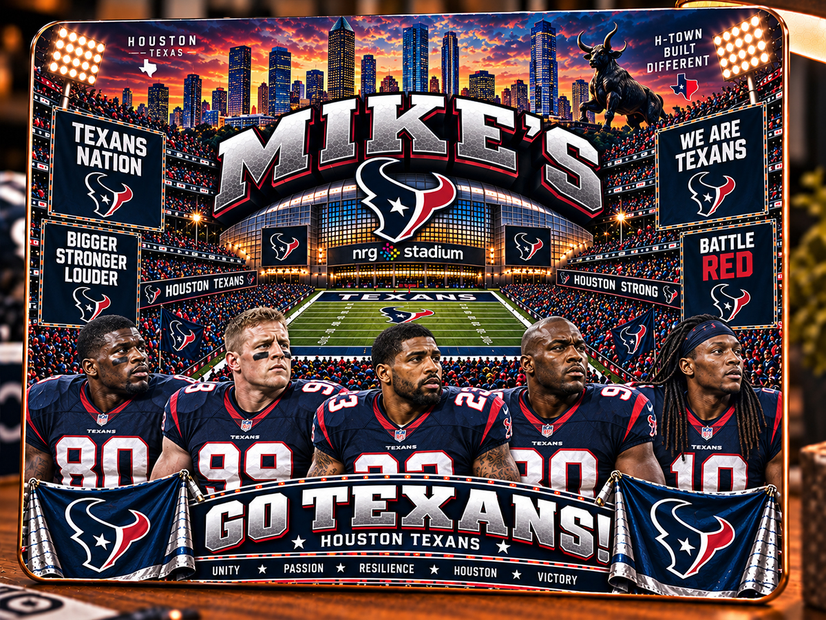 High-Gloss Printed Houston Texans Wooden Wall Art – Custom Name