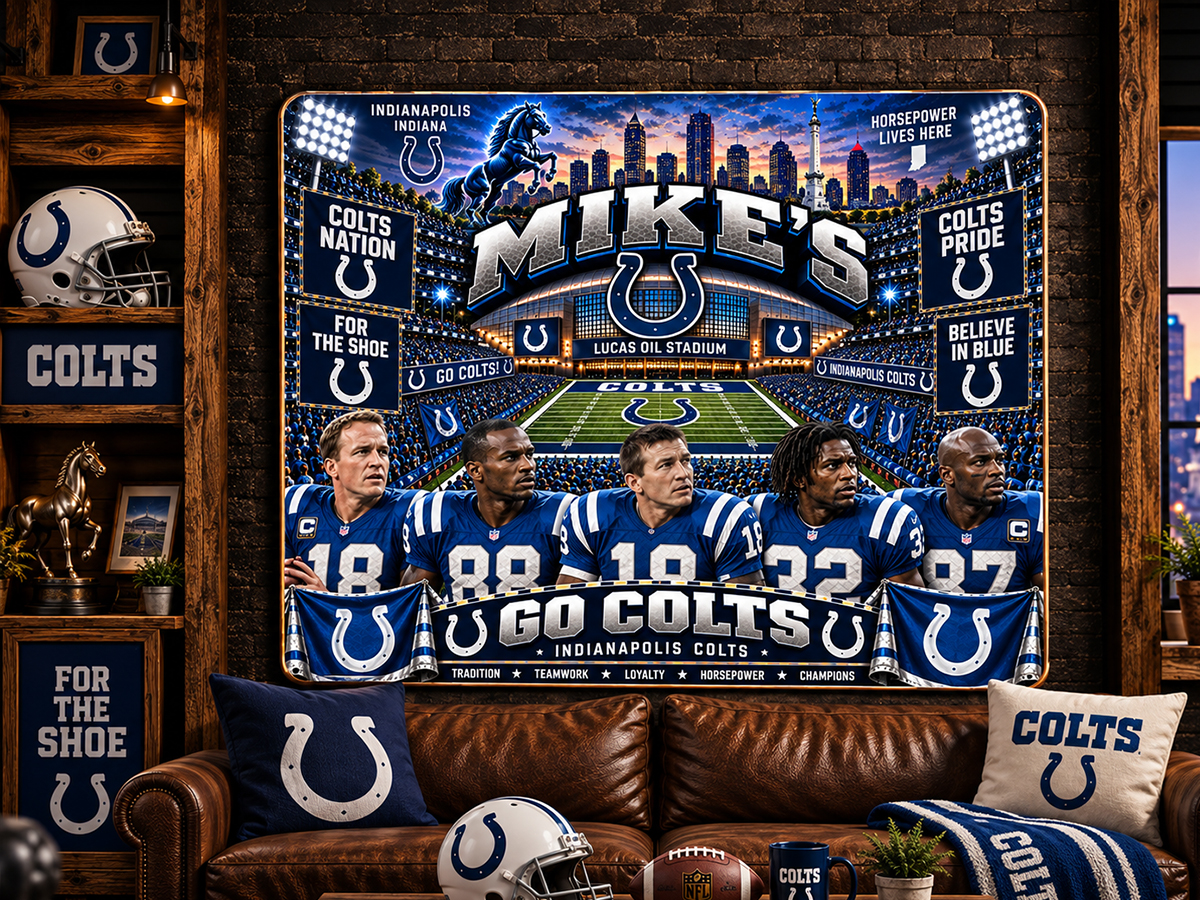 High-Gloss Printed Indianapolis Colts Wooden Wall Art – Custom Name - Image 3