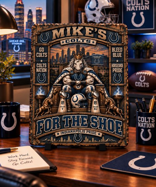 Alternative view of High-Gloss Printed Indianapolis Colts Wooden Wall Art – Custom Name
