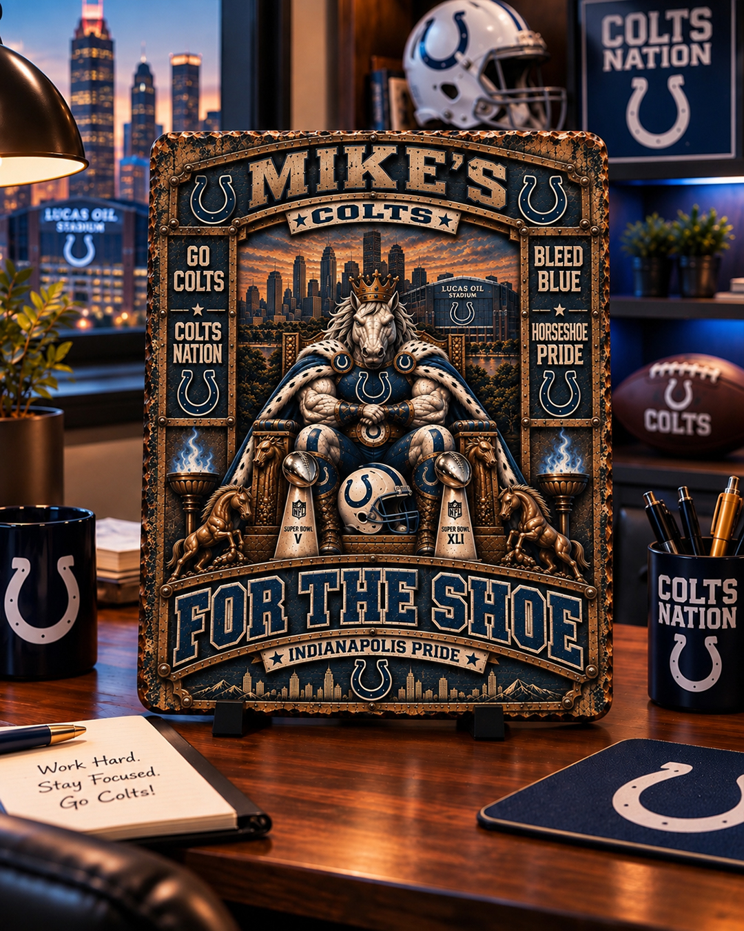 High-Gloss Printed Indianapolis Colts Wooden Wall Art – Custom Name - Image 2