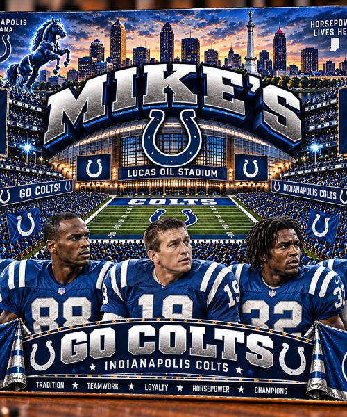 High-Gloss Printed Indianapolis Colts Wooden Wall Art – Custom Name