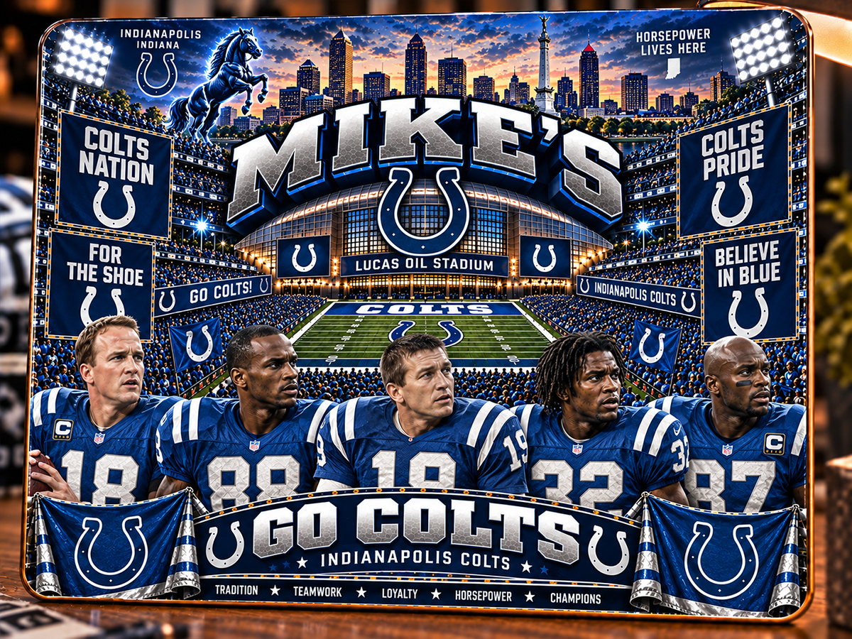 High-Gloss Printed Indianapolis Colts Wooden Wall Art – Custom Name