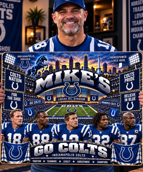 Alternative view of High-Gloss Printed Indianapolis Colts Wooden Wall Art – Custom Name