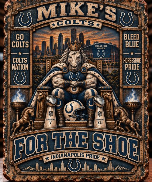 High-Gloss Printed Indianapolis Colts Wooden Wall Art – Custom Name