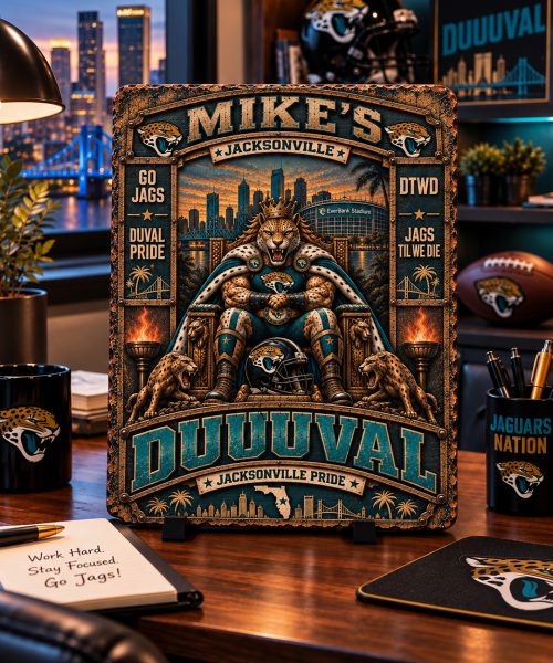 Alternative view of High-Gloss Printed Jacksonville Jaguars Wooden Wall Art – Custom Name