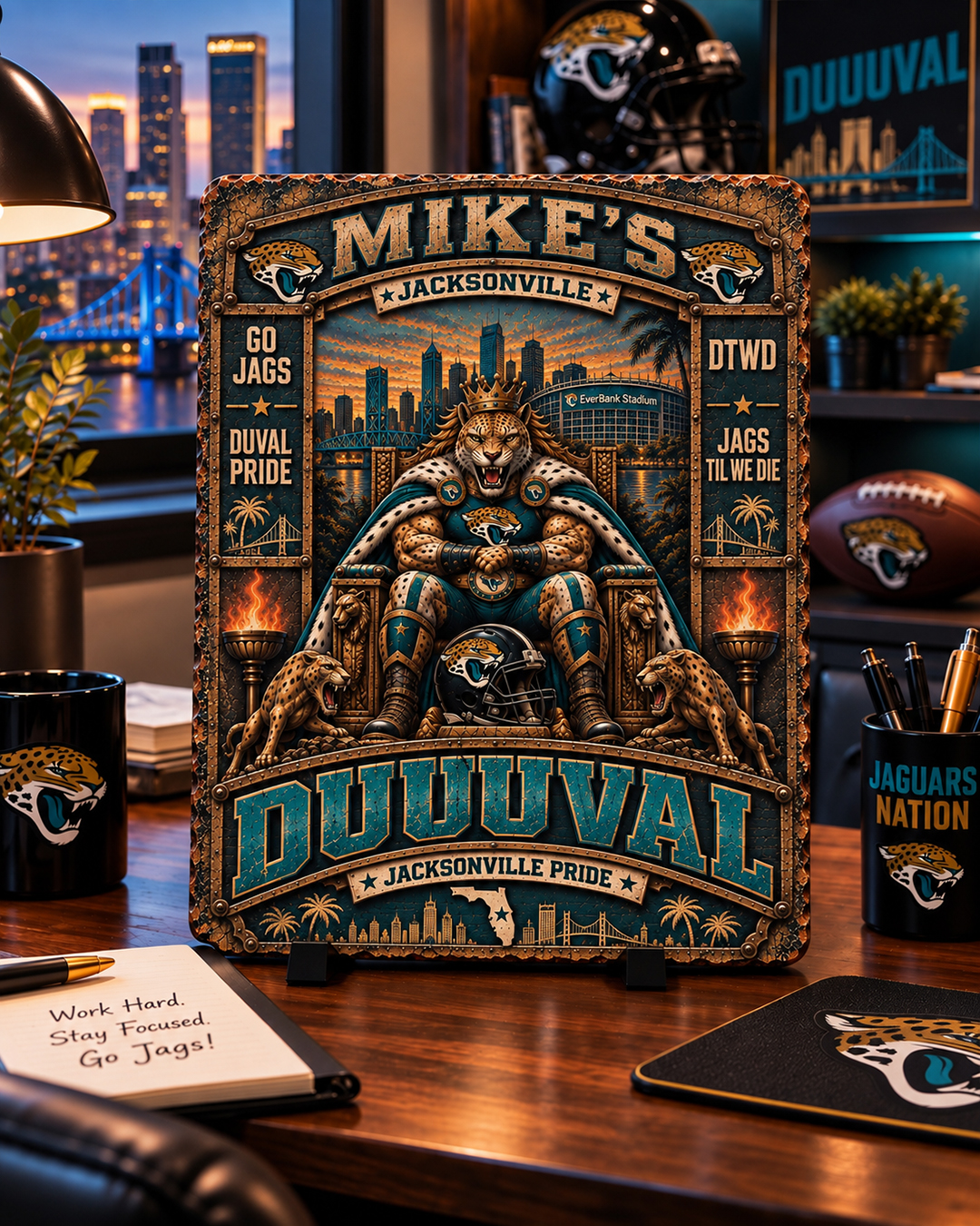 High-Gloss Printed Jacksonville Jaguars Wooden Wall Art – Custom Name - Image 2