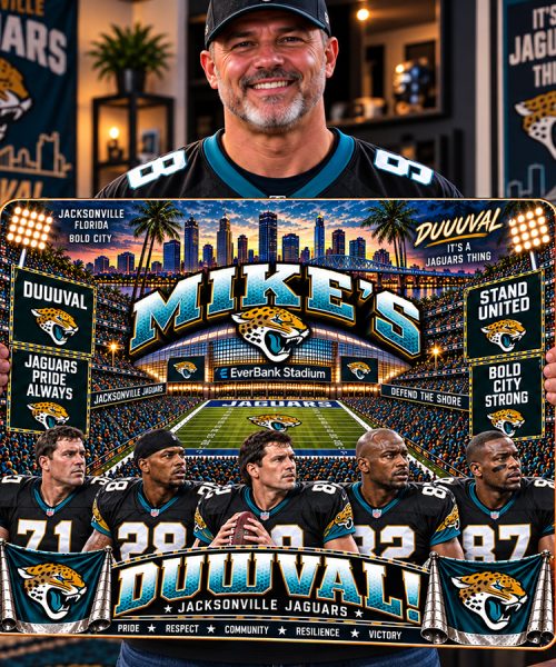 Alternative view of High-Gloss Printed Jacksonville Jaguars Wooden Wall Art – Custom Name
