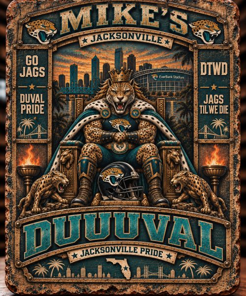 High-Gloss Printed Jacksonville Jaguars Wooden Wall Art – Custom Name