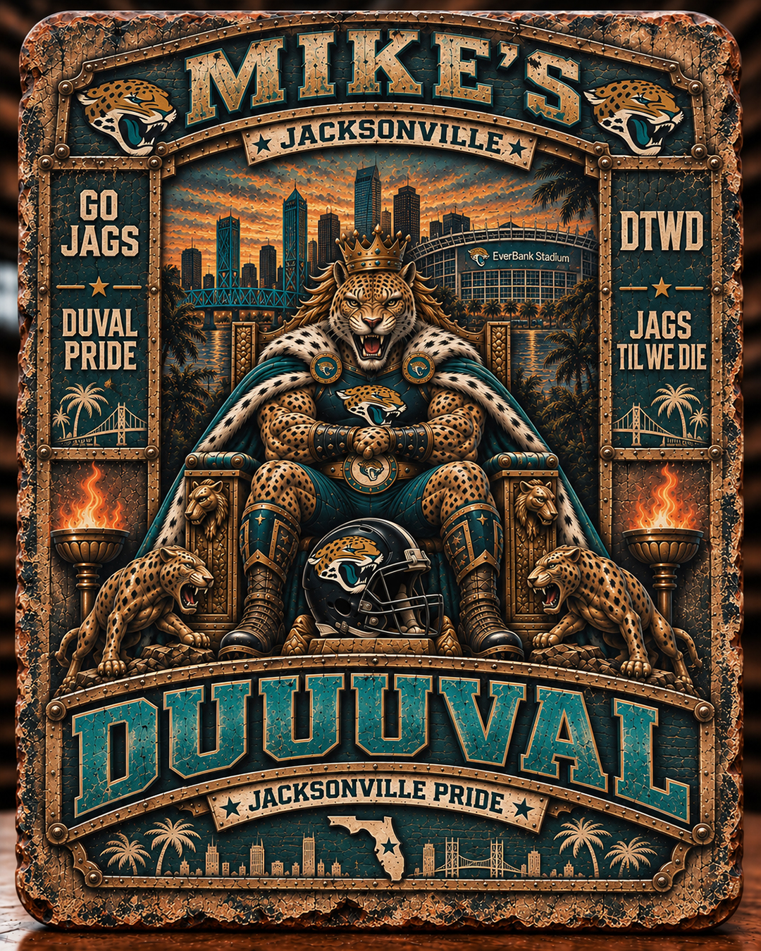 High-Gloss Printed Jacksonville Jaguars Wooden Wall Art – Custom Name