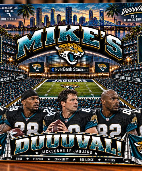 High-Gloss Printed Jacksonville Jaguars Wooden Wall Art – Custom Name