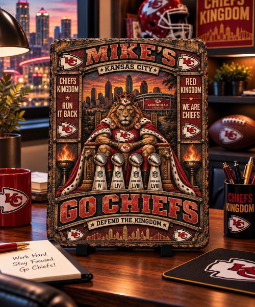 Alternative view of High-Gloss Printed Kansas City Chiefs Wooden Wall Art – Custom Name