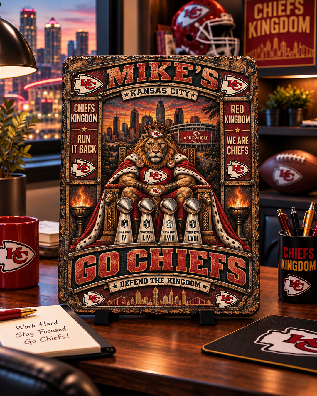 High-Gloss Printed Kansas City Chiefs Wooden Wall Art – Custom Name - Image 2