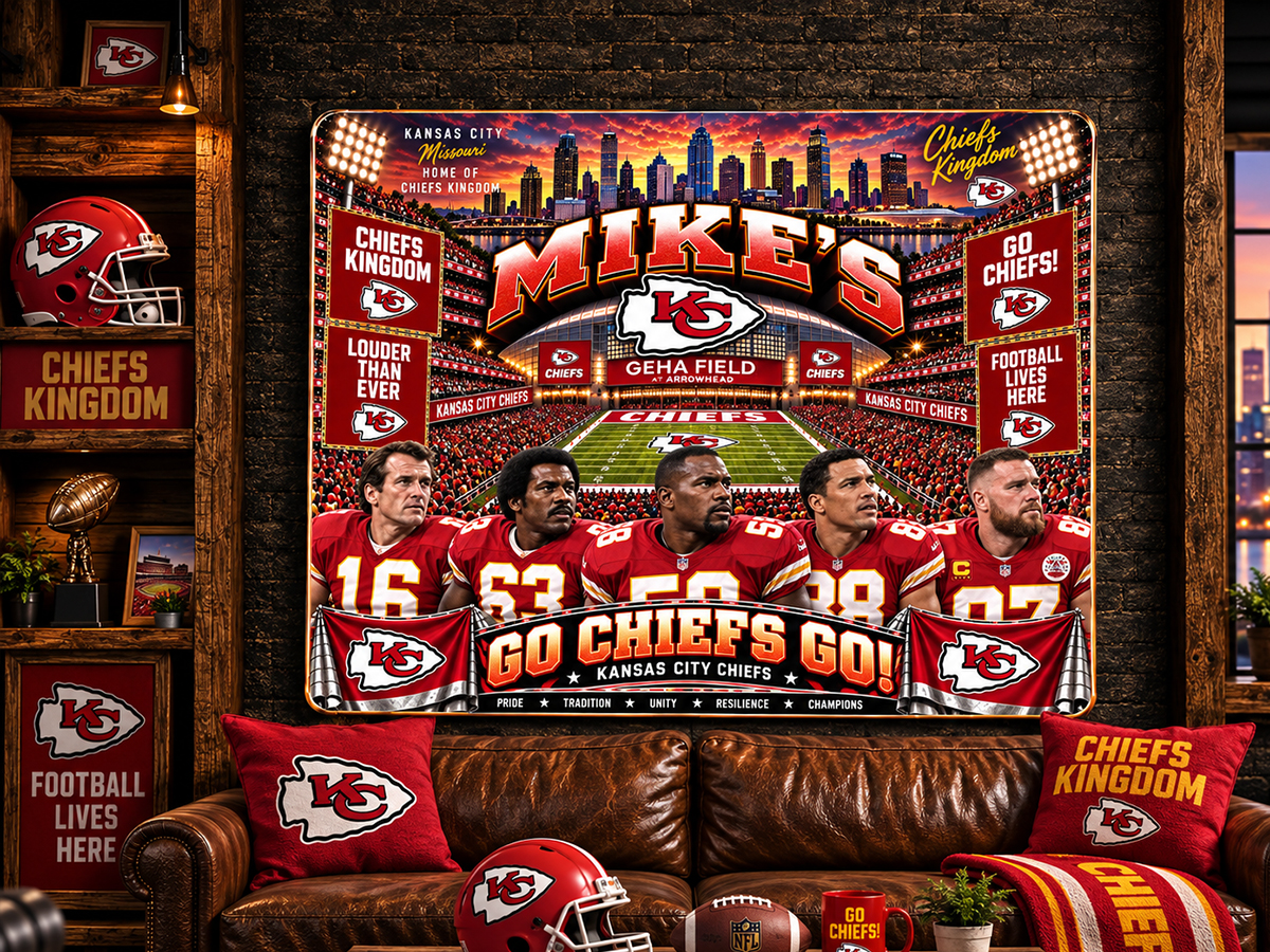High-Gloss Printed Kansas City Chiefs Wooden Wall Art – Custom Name - Image 3