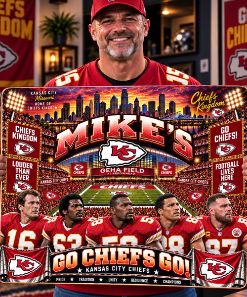 Alternative view of High-Gloss Printed Kansas City Chiefs Wooden Wall Art – Custom Name