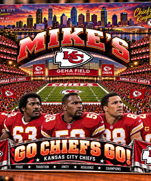 High-Gloss Printed Kansas City Chiefs Wooden Wall Art – Custom Name