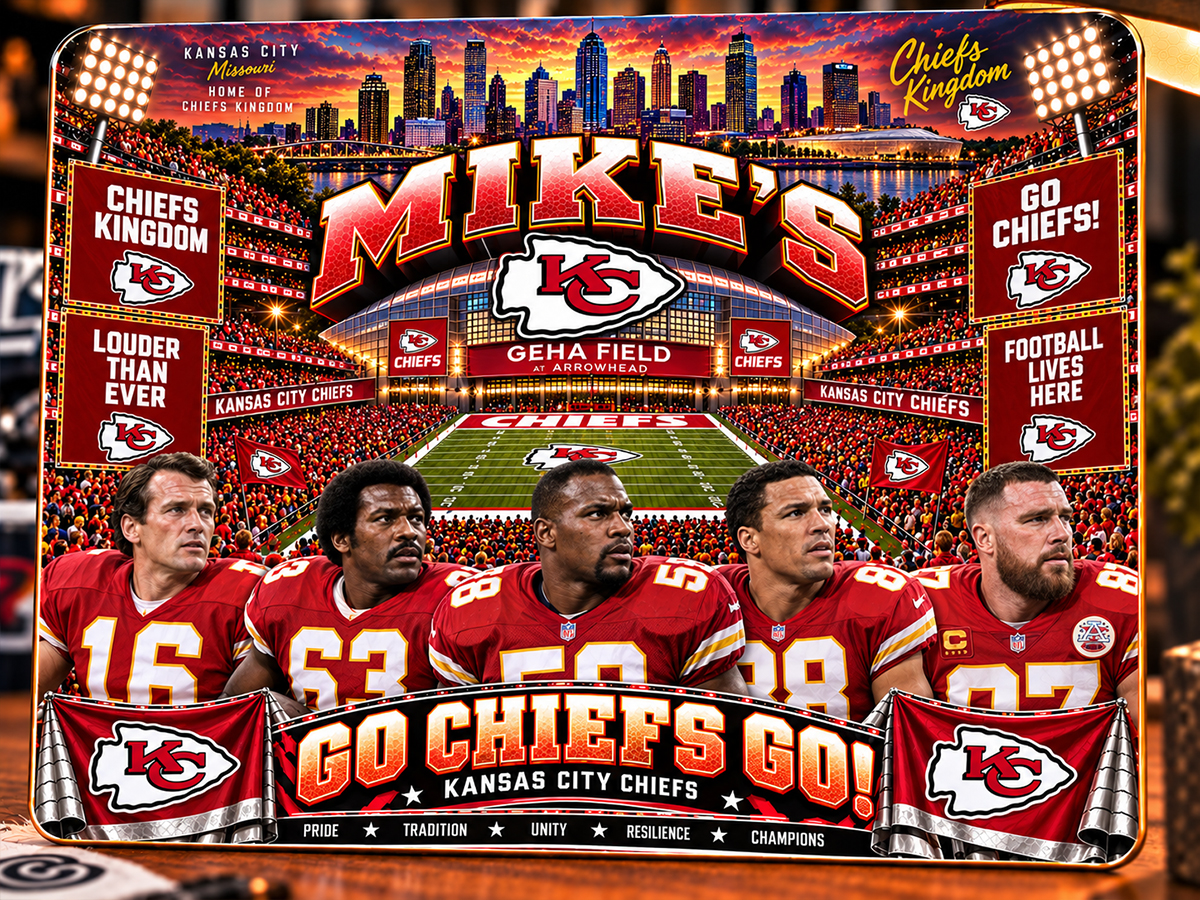 High-Gloss Printed Kansas City Chiefs Wooden Wall Art – Custom Name