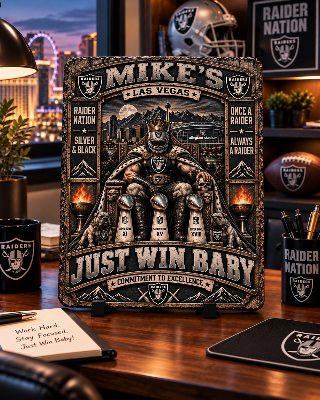 High-Gloss Printed Las Vegas Raiders Wooden Wall Art – Custom Name - Image 2