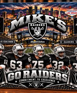 High-Gloss Printed Las Vegas Raiders Wooden Wall Art – Custom Name