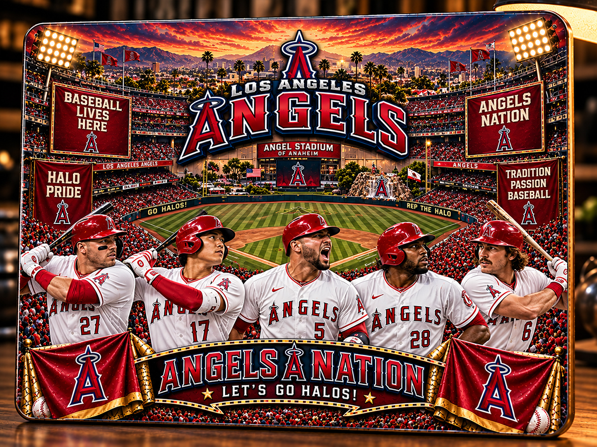 High-Gloss Printed Los Angeles Angels Wooden Wall Art – Custom Name