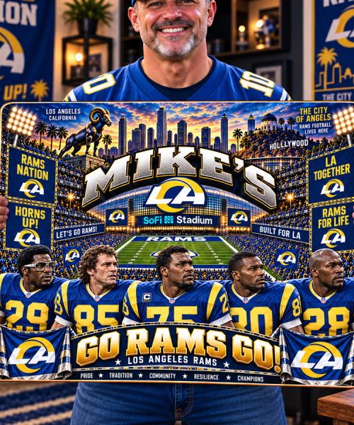 Alternative view of High-Gloss Printed Los Angeles Rams Wooden Wall Art – Custom Name