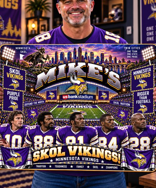 Alternative view of High-Gloss Printed Minnesota Vikings Wooden Wall Art – Custom Name