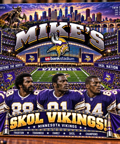 High-Gloss Printed Minnesota Vikings Wooden Wall Art – Custom Name