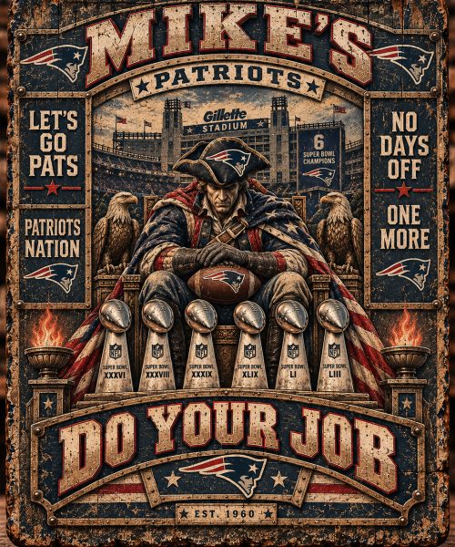 High-Gloss Printed New England Patriots Wooden Wall Art – Custom Name