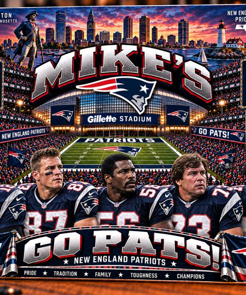 High-Gloss Printed New England Patriots Wooden Wall Art – Custom Name