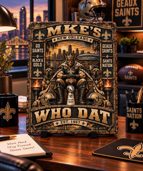 Alternative view of High-Gloss Printed New Orleans Saints Wooden Wall Art – Custom Name