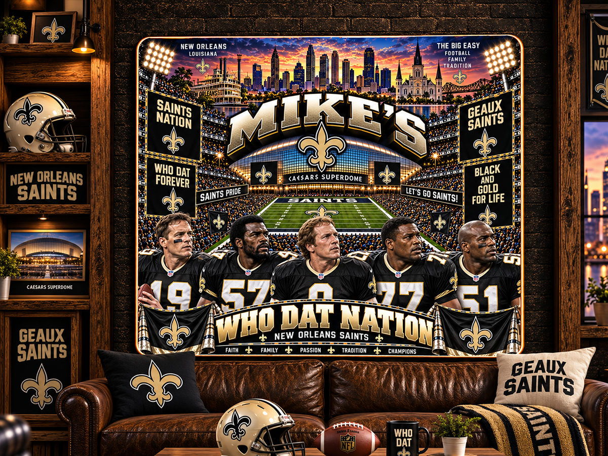 High-Gloss Printed New Orleans Saints Wooden Wall Art – Custom Name - Image 3