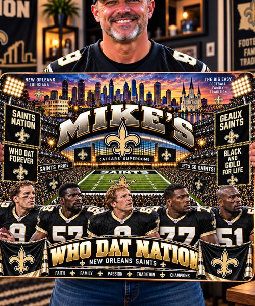 Alternative view of High-Gloss Printed New Orleans Saints Wooden Wall Art – Custom Name
