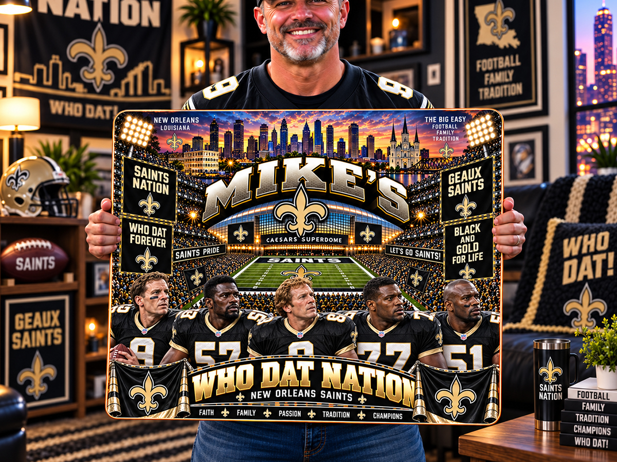 High-Gloss Printed New Orleans Saints Wooden Wall Art – Custom Name - Image 2