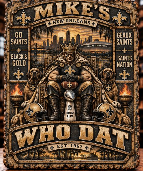 High-Gloss Printed New Orleans Saints Wooden Wall Art – Custom Name