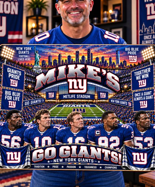 Alternative view of High-Gloss Printed New York Giants Wooden Wall Art – Custom Name