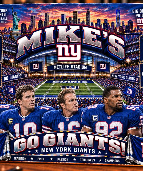 High-Gloss Printed New York Giants Wooden Wall Art – Custom Name