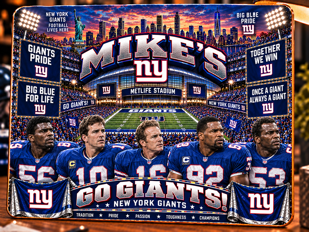 High-Gloss Printed New York Giants Wooden Wall Art – Custom Name