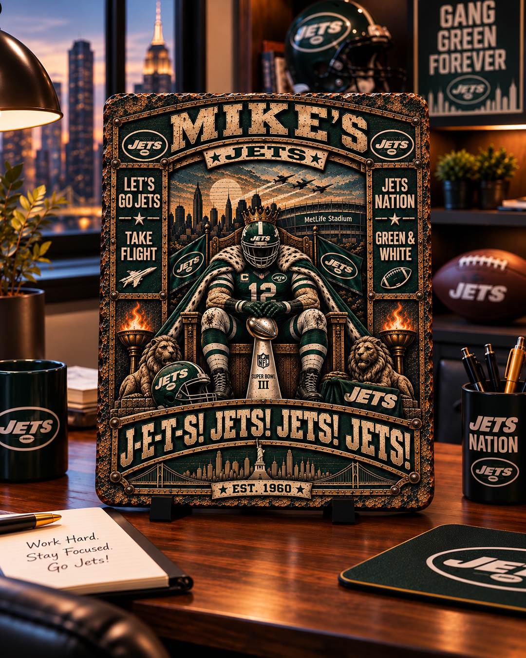 High-Gloss Printed New York Jets Wooden Wall Art – Custom Name - Image 2