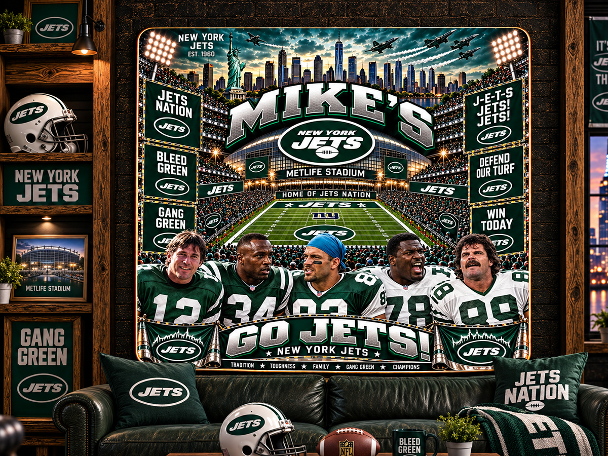 High-Gloss Printed New York Jets Wooden Wall Art – Custom Name - Image 3
