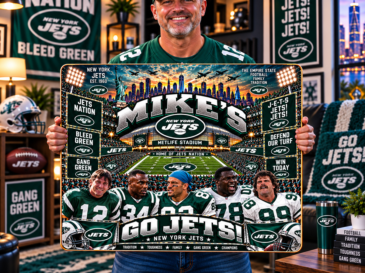 High-Gloss Printed New York Jets Wooden Wall Art – Custom Name - Image 2