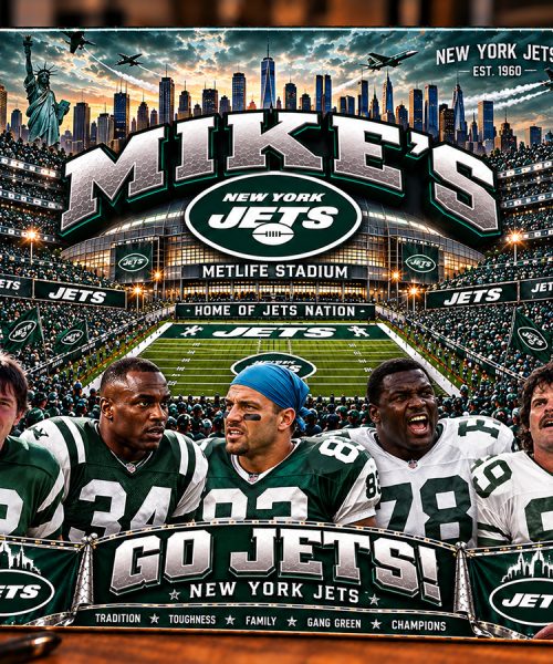 High-Gloss Printed New York Jets Wooden Wall Art – Custom Name