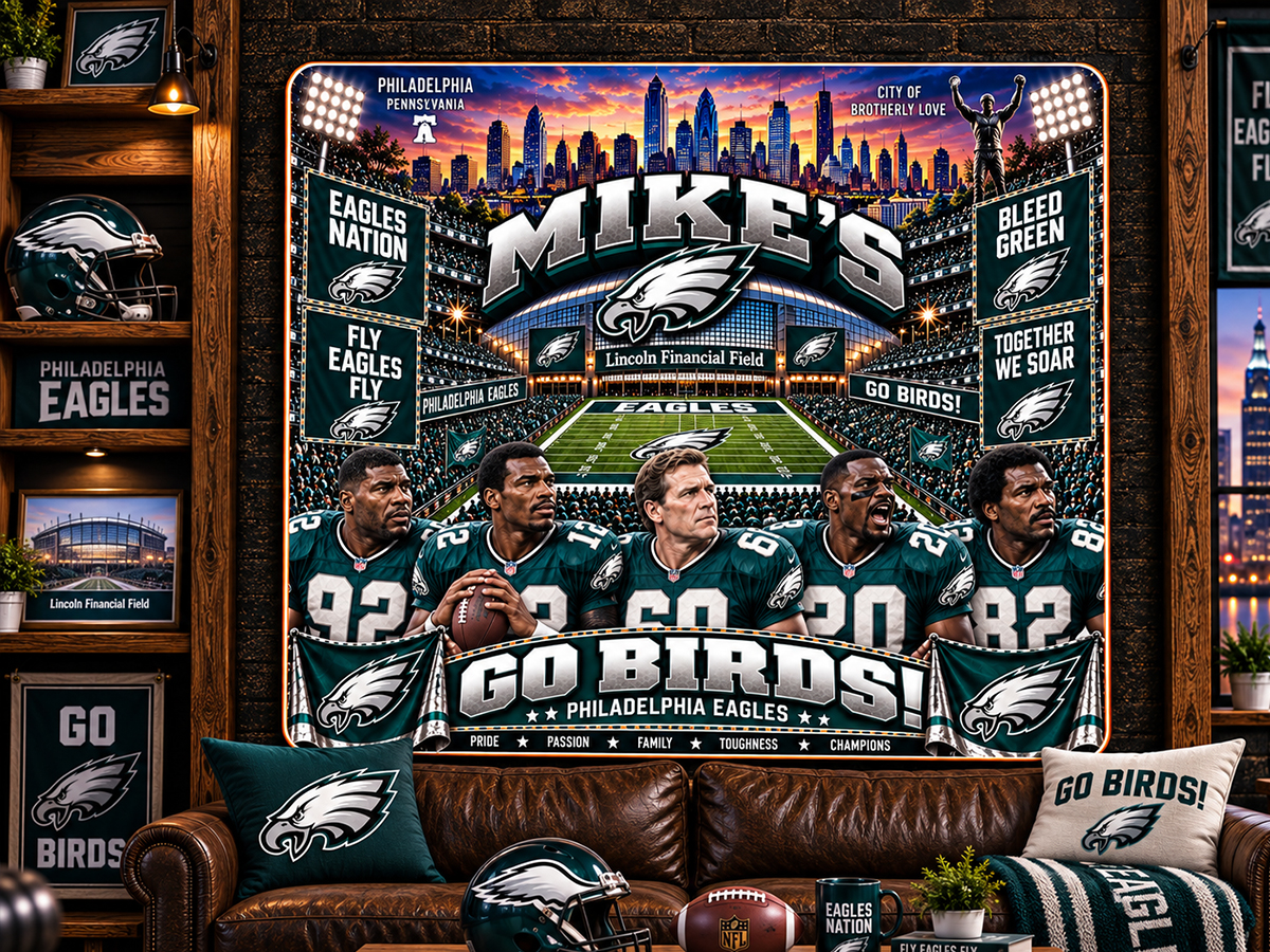 High-Gloss Printed Philadelphia Eagles Wooden Wall Art – Custom Name - Image 3