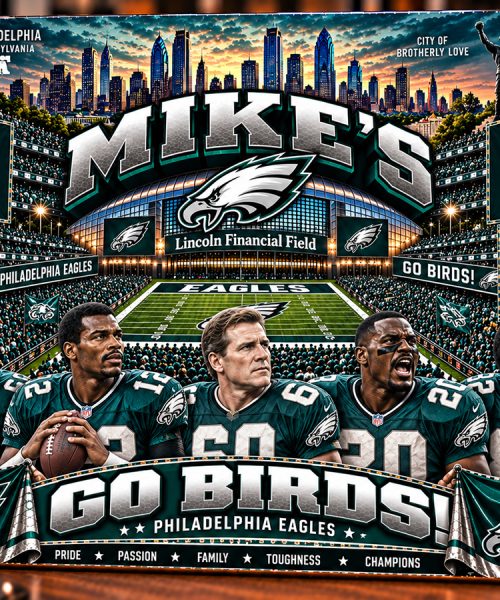 High-Gloss Printed Philadelphia Eagles Wooden Wall Art – Custom Name