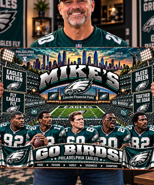Alternative view of High-Gloss Printed Philadelphia Eagles Wooden Wall Art – Custom Name