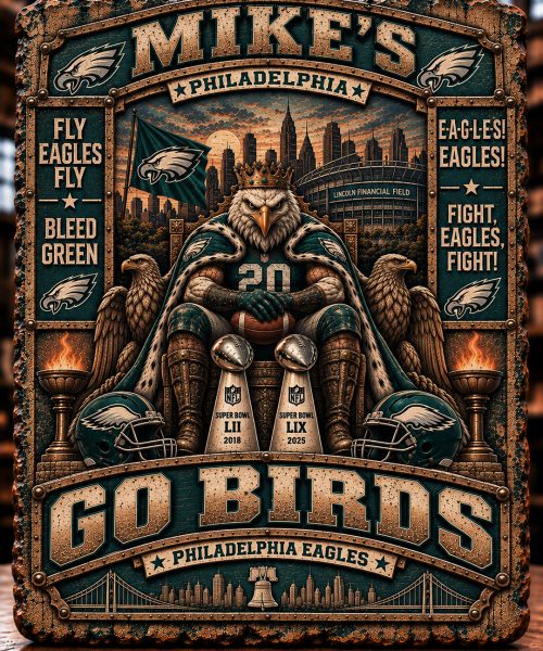 High-Gloss Printed Philadelphia Eagles Wooden Wall Art – Custom Name