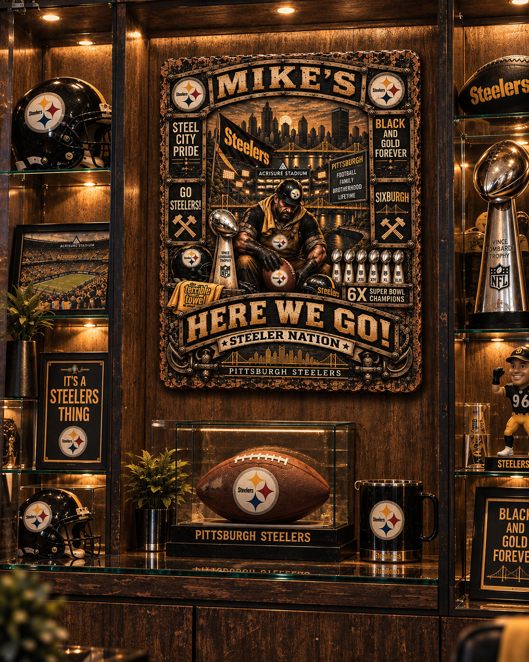 High-Gloss Printed Pittsburgh Steelers Wooden Wall Art – Custom Name - Image 4
